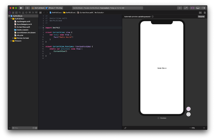 Hello World - SwiftUI preview